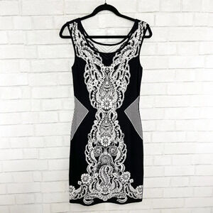 Yoana Baraschi Black & White Bodycon Sleeveless Knit Dress Women's Size Medium